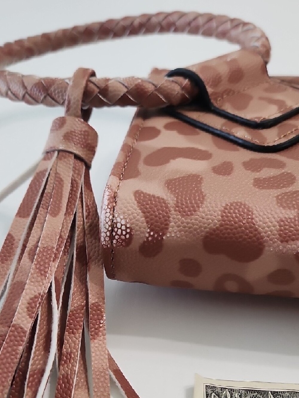 Tan And Dusty Rose Leopard-Print Wristlet Clutch - Picture 3 of 5